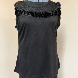 Women black lace pull over shirt in black size large by Cocomo
